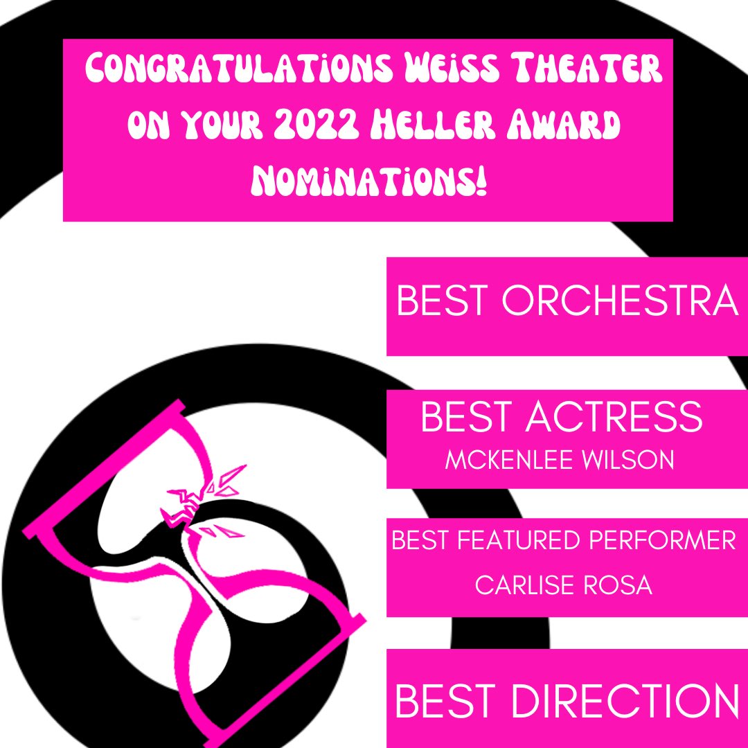 WeissTheater's tweet image. Congratulations Weiss Theater on your Heller Award nominations for Freaky Friday! We are so proud of you! ⭐️💗👏 #WeissTheater #HellerAwards #WeissFreakyFriday @hellerawardsatx @WeissHighSchool @pfisd @PfISDfinearts