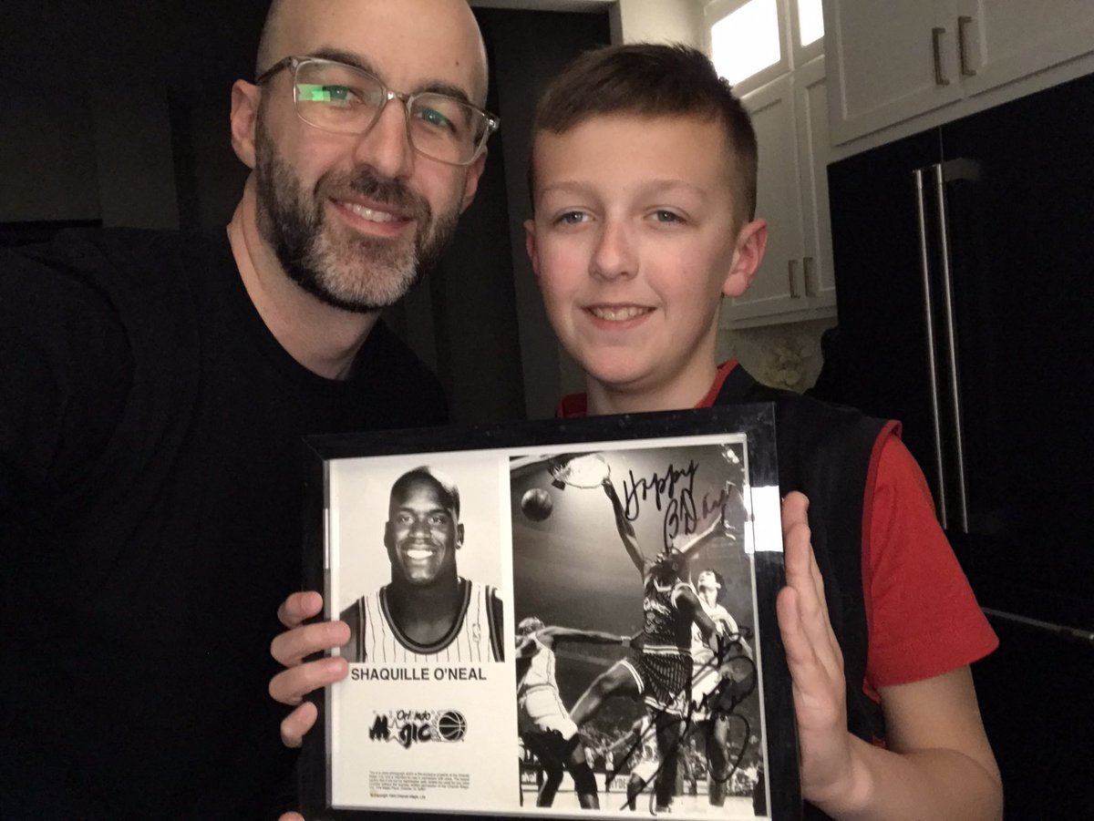 In ‘92 I send a letter to a rookie in Orlando “hey we both have March bdays.” And he sends this back. I proudly framed it. 30 yrs later I gift it to my <a href="/nba/">NBA</a> obsessed son on his 10th bday. He couldn’t believe it. Curious, we just looked up <a href="/Shaq/">SHAQ</a>’s birthday. Its today. Happy 5-0.