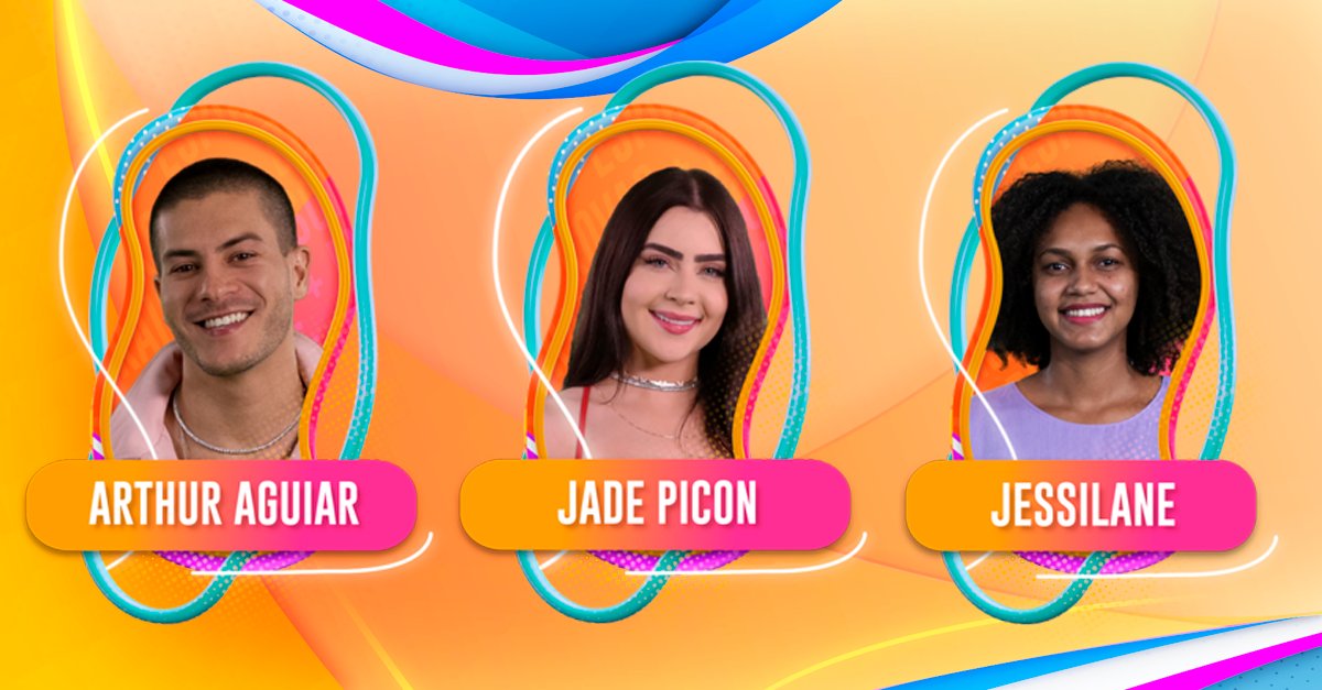 bbb's tweet photo. PAREDÃO FORMADO! 💥
Vote para eliminar.  Arthur Aguiar, Jade Picon ou Jessilane?
VOTE: https://t.co/zrgZwq71wc
#RedeBBB #BBB22 https://t.co/wuBQXYrwlj