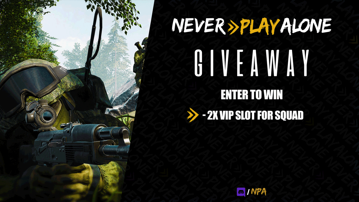 NPA_gg's tweet photo. โก๏ธ @JoinSquad monthly VIP giveaway!
๐ฅ Win and you get to skip the queue on our server. No waiting in line!!
๐ Click the link to get started: https://t.co/uuY8arkQ4N
#NeverPlayAlone #Giveaway https://t.co/a0LVILaBTV