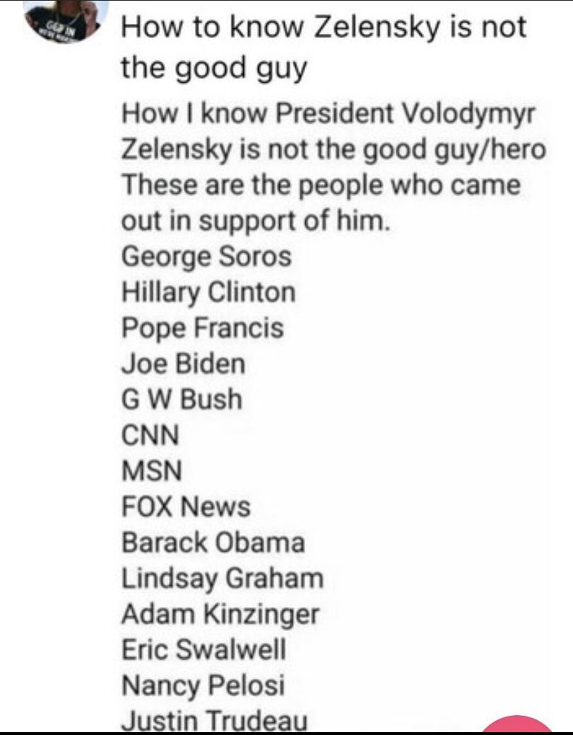 Makes sense to me, if they support him, it can’t be good!