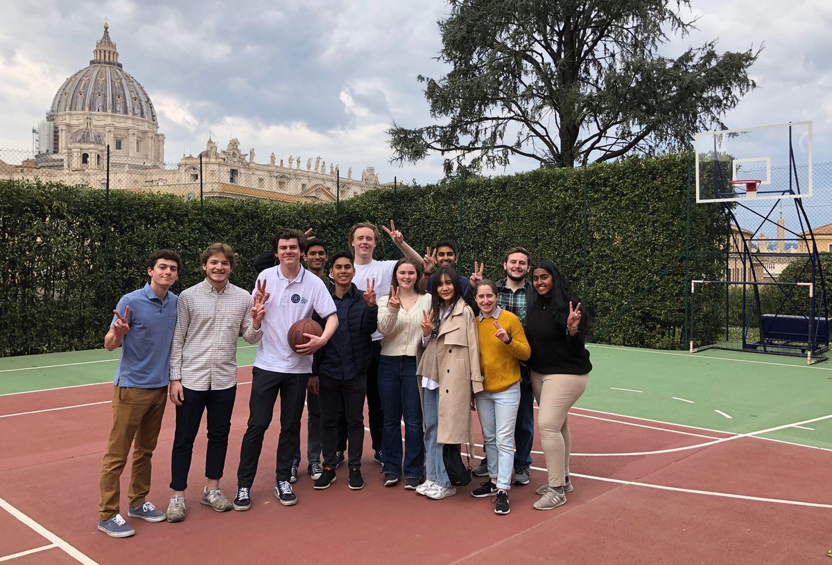 CoachJayWright's tweet photo. Students from @VU_Business visited the Vatican and played hoops with 
Father Joe Farrell , OSA at the Augustinian General Counsels home . Love that the @osavocations have a court ! https://t.co/ttXsgx1dHo