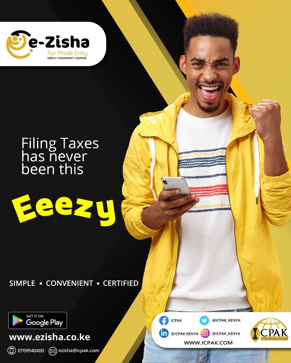 ICPAK_Kenya's tweet photo. Looking for ease and convenience in filing your taxes with @KRACare Look no further. Sign up today for the E-zisha portal and get a CPA to sort out your tax needs. Log in today: https://t.co/6Z4Nwxl9GC or download the e-ZISHA app on #GooglePlay store #EzishaNaICPAK #eZisha https://t.co/moVvmn6uxB