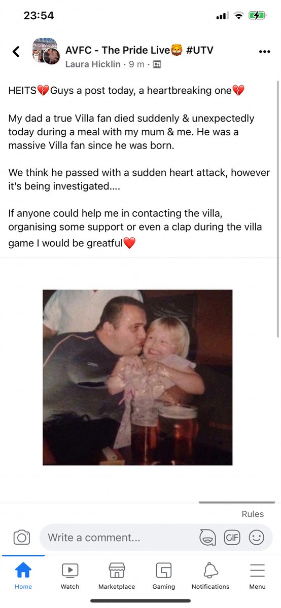 S_A_W33ZY's tweet photo. Poor girl lost her dad who’s was a massive villa fan today. Surely someone @AVFCOfficial can organise this. @OfficialTM_3 @mattycash622 https://t.co/Jagb2Fpwkq