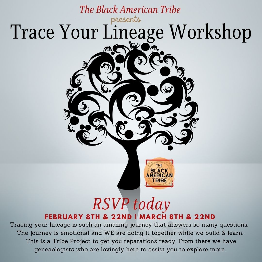 TBATTaskforce's tweet photo. Join Us every other Tuesday in March for 2 hours of #BuildingAndBonding during the #TraceYourLineage Workshop
Where we share screens and build our trees together while bonding 😊 
💛  
Weekly sessions start in April 
RSVP: https://t.co/esCmWmAdMR 
#TheBlackAmericanTribe https://t.co/RGRZi2zm8f