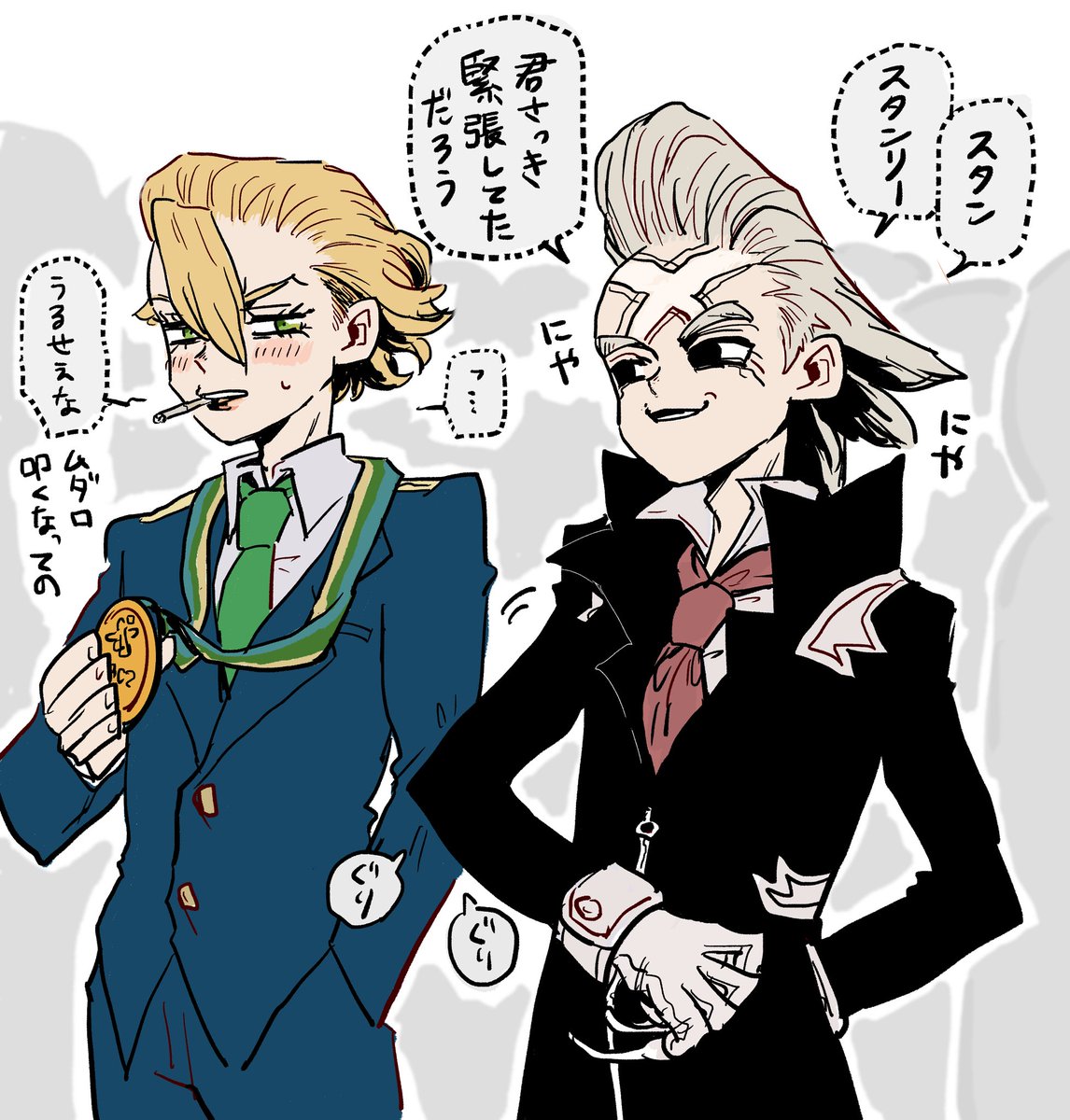 micro_314's tweet photo. 授与式後、壇上から降りてきたスタをからかうゼ（という幻覚が見えた） https://t.co/4Yl68DMGyx