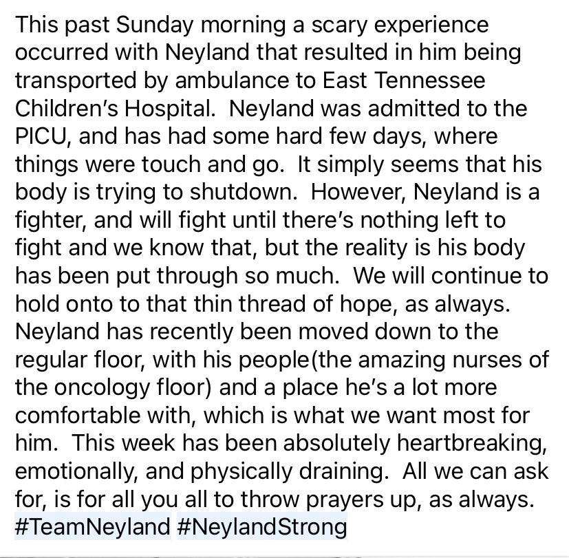 I wanted to update #TeamNeyland about the current status of our little warrior, or maybe more fitting to say our little Bulldog. Read update below 👇🏻👇🏻🙏🏻🙏🏻