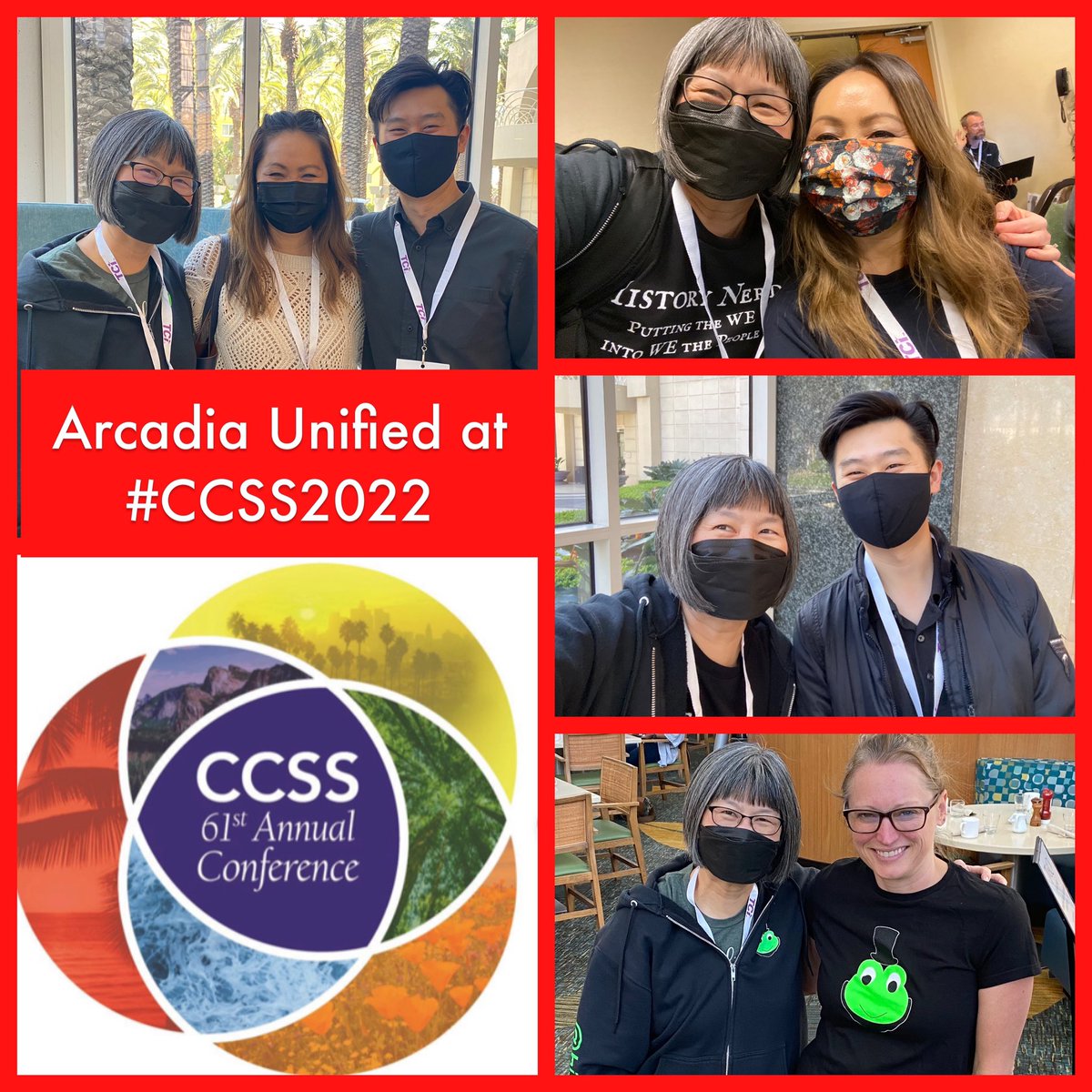 HistoryFrog's tweet photo. @humanitiescat @ArcadiaUnified @CCSS2022 @CAsocialstudies @benacker What could be better than attending @CAsocialstudies #CCSS2022? Attending with your fellow @ArcadiaUnified #historybuds! @MsMimura @humanitiescat @mrwongEDU Learned so much! Thanks for your support @benacker @DanielLHacking @sissafa786786 @FirstAveMS @FoothillsMS https://t.co/SMkWXs6Jlv
