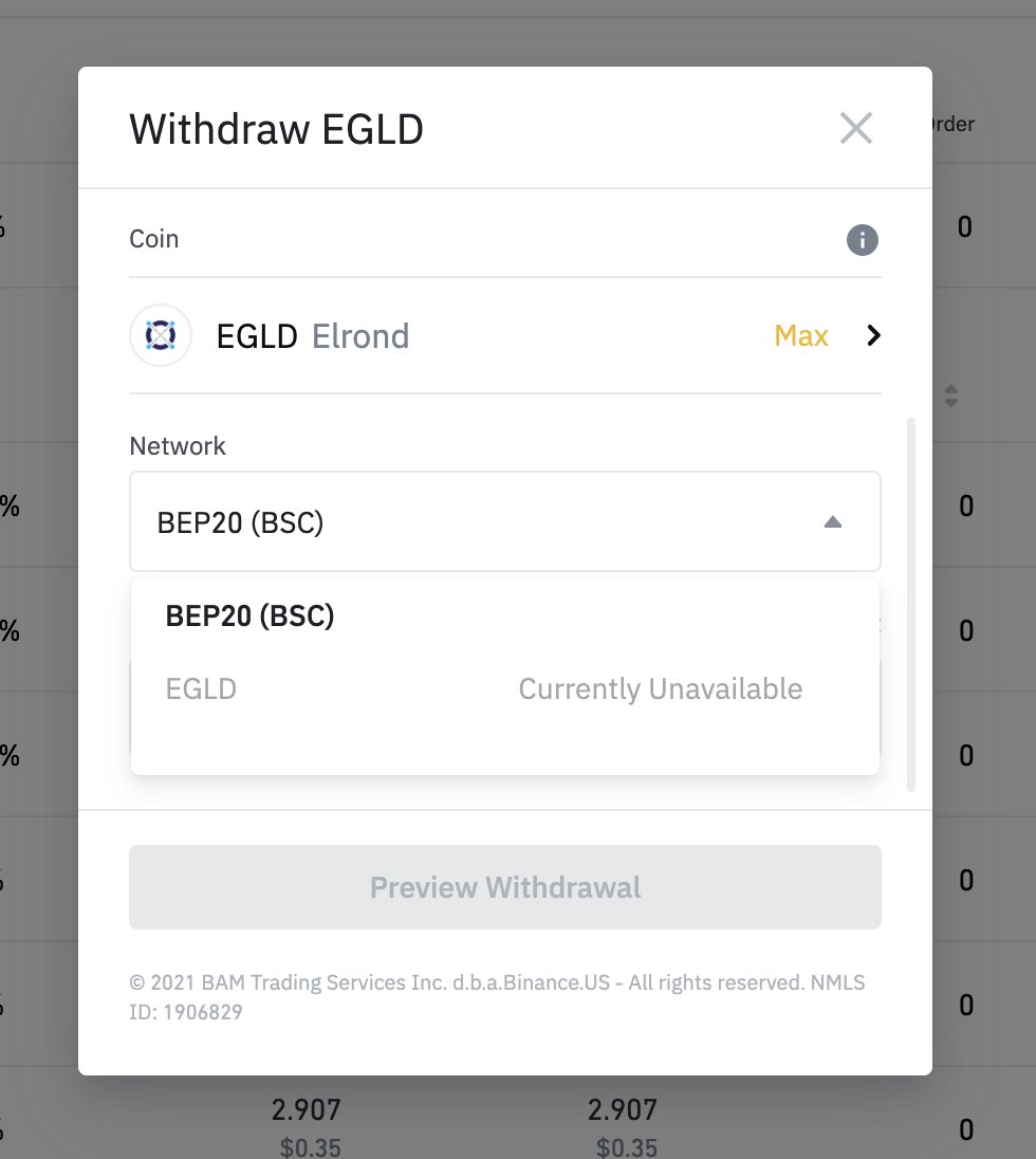 Parsa1377's tweet photo. @WesleyBKress @BinanceUS @getMaiar @ElrondNetwork Hey @WesleyBKress tnx for taking the time &amp; helping out, here's a screenshot of the issue. I'm on @BinanceUS website, I have a good amount of $egld in there &amp; this is the 1st time I'm countering this issue .. do you think the mobile app would be different? https://t.co/edTgH6PaZP