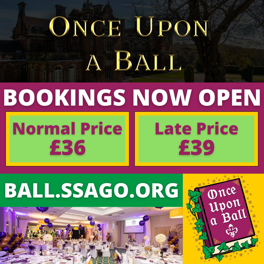 SSAGO_UK's tweet photo. Bookings are now open for Once Upon A Ball 2022! You can submit your booking today at https://t.co/0lwXmKxDhj. ❤

Here are our booking timescales for the event:
Normal Price (£36) - 7th March @ 7PM until 2nd April @ 6PM
Late Price (£39) - 2nd April @ 6PM until 13th April @ 6PM https://t.co/QDsUjH5rfq