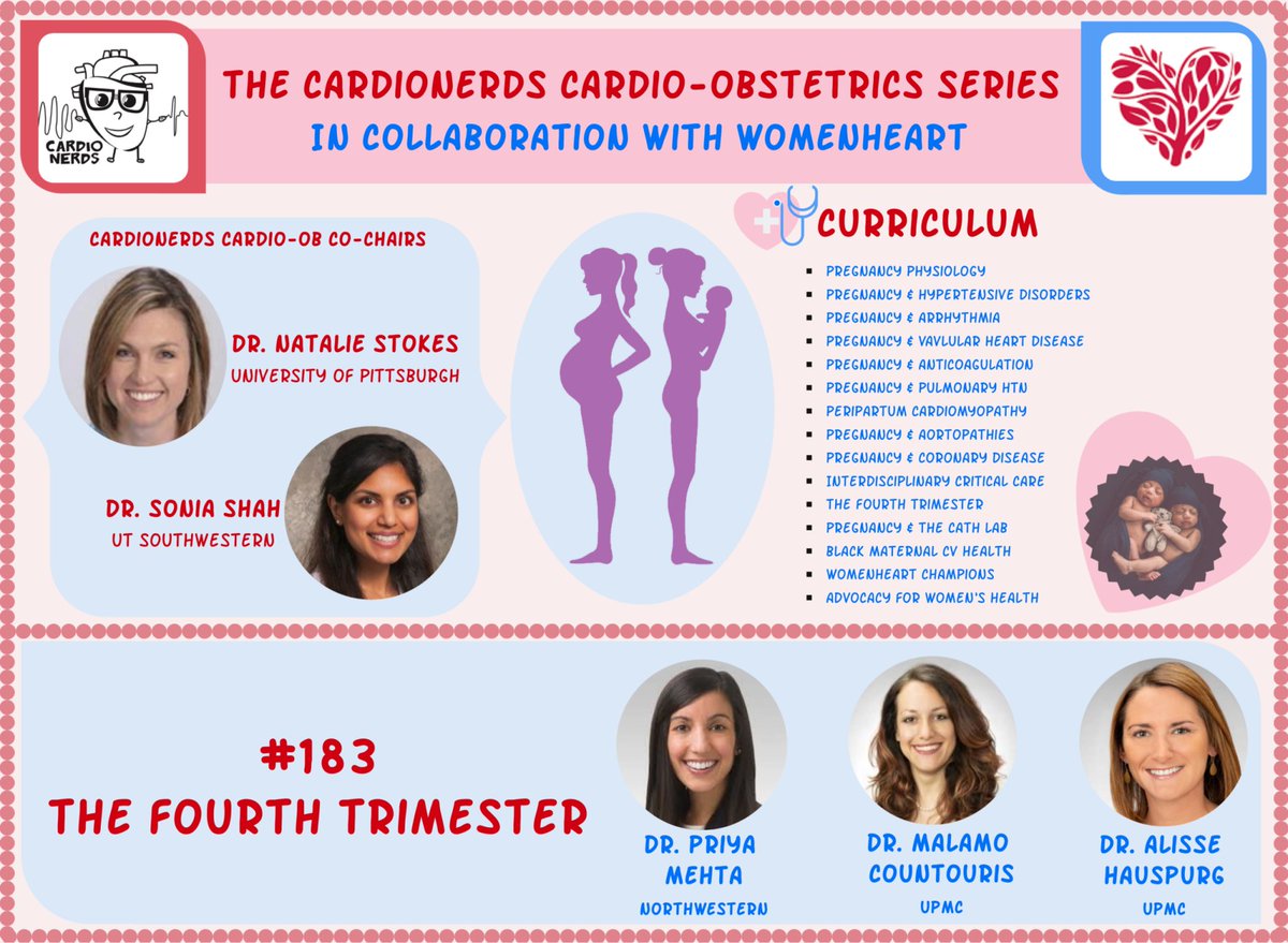Daniel Ambinder, MD (@dr_danmd) on Twitter photo 183. Cardio-Obstetrics: The #4rthTrimester: Postpartum and Long-term CV Care after HTN Disorders of Pregnancy🤰
with <a href="/malamo512/">Malamo Countouris</a> (<a href="/PittCardiology/">Pitt Cardiology</a>) @AHauspurg (#OBGYN)
feat: #FIT lead <a href="/PriyaFreaneyMD/">Priya M. Freaney, MD</a> (<a href="/NMCardioVasc/">NM Cardiovascular</a>) & co-chair <a href="/natstokes/">Natalie Stokes</a> (<a href="/HviUpmc/">UPMC Heart and Vascular Institute</a>)
🔗cardionerds.com/183-cardio-obs… 183. Cardio-Obstetrics: The #4rthTrimester: Postpartum and Long-term CV Care after HTN Disorders of Pregnancy🤰
with <a href="/malamo512/">Malamo Countouris</a> (<a href="/PittCardiology/">Pitt Cardiology</a>) @AHauspurg (#OBGYN)
feat: #FIT lead <a href="/PriyaFreaneyMD/">Priya M. Freaney, MD</a> (<a href="/NMCardioVasc/">NM Cardiovascular</a>) & co-chair <a href="/natstokes/">Natalie Stokes</a> (<a href="/HviUpmc/">UPMC Heart and Vascular Institute</a>)
🔗cardionerds.com/183-cardio-obs…