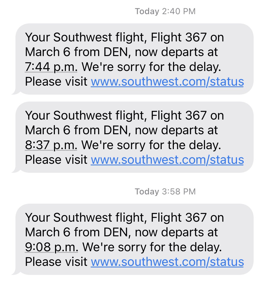 nathanmac87's tweet photo. @SouthwestAir having more issues today. Hopefully travel gets back to normal soon. Not seeing anywhere near these delays on @united or @Delta. @DENAirport very busy but security was fast and easy thank you @TSA https://t.co/mS8SpHRcDx