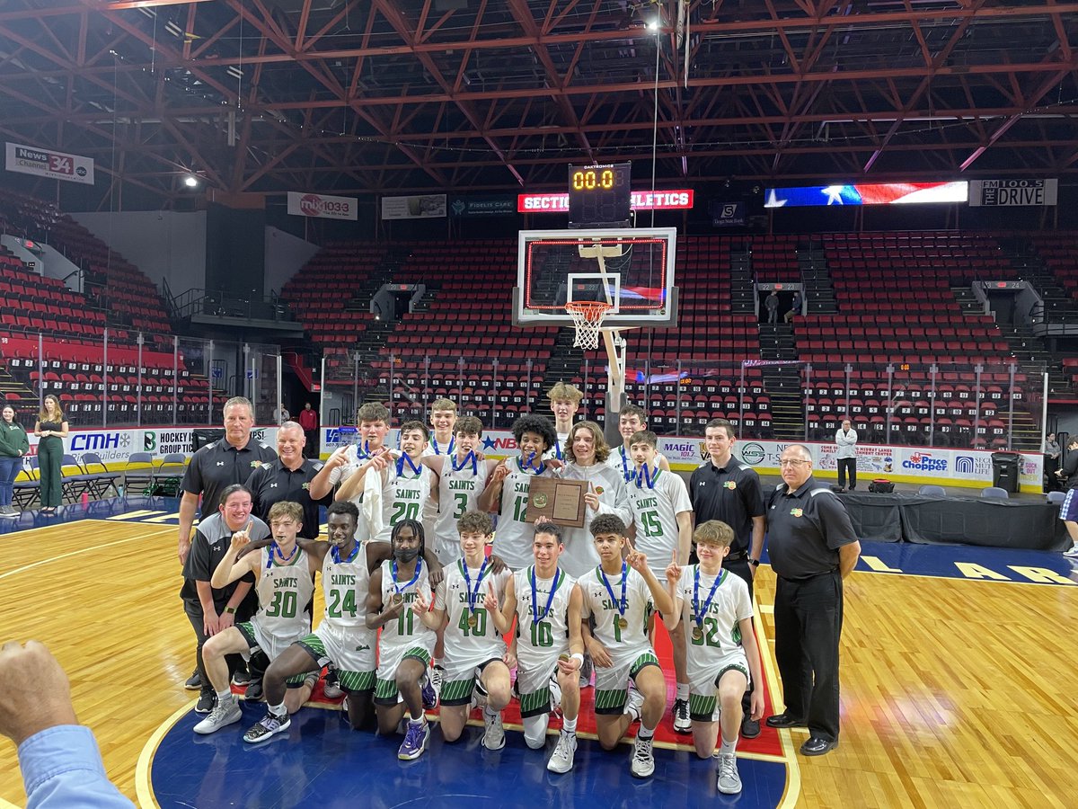 SCCPrincipal's tweet photo. Section 4 Class B Champs! So proud of this team!!!! #GoSaints https://t.co/LOv8Ft3KCB