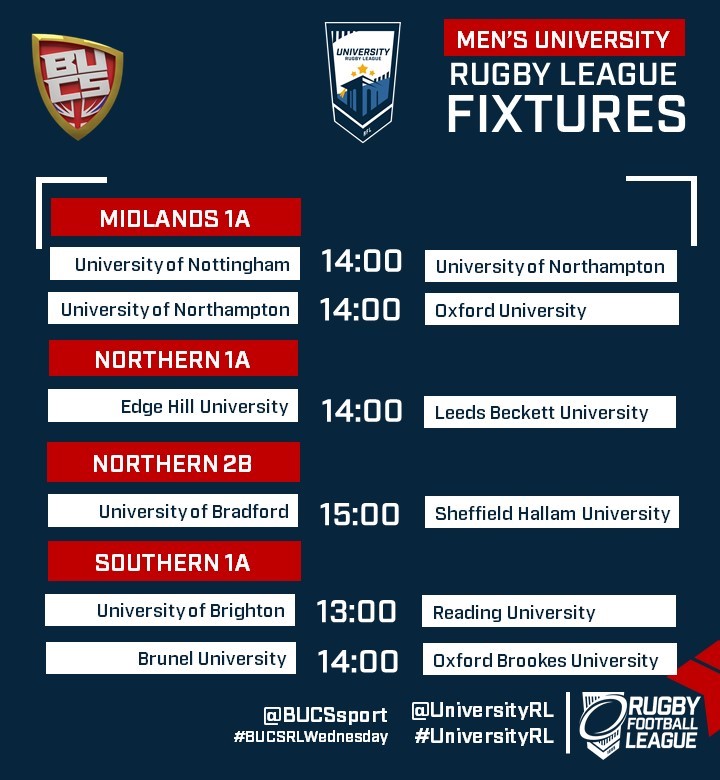UniversityRL's tweet photo. #BUCSRLWednesday

A mixture of cup and league action once again this week!

@BUCSSport @TheRFL

#UniversityRL https://t.co/tG9LycLuBc
