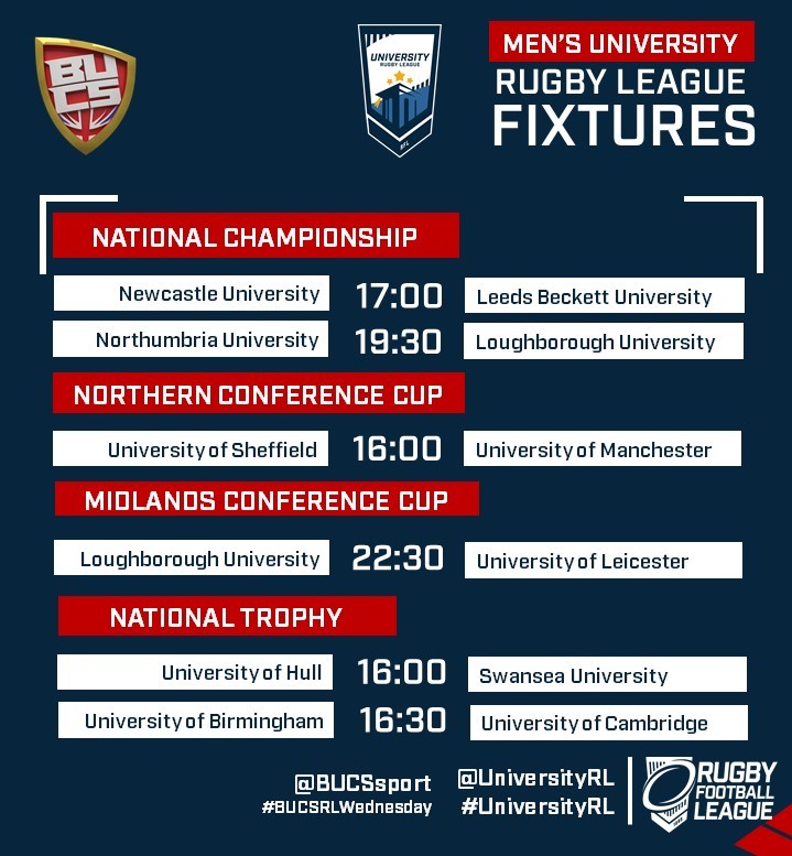 UniversityRL's tweet photo. #BUCSRLWednesday

A mixture of cup and league action once again this week!

@BUCSSport @TheRFL

#UniversityRL https://t.co/tG9LycLuBc