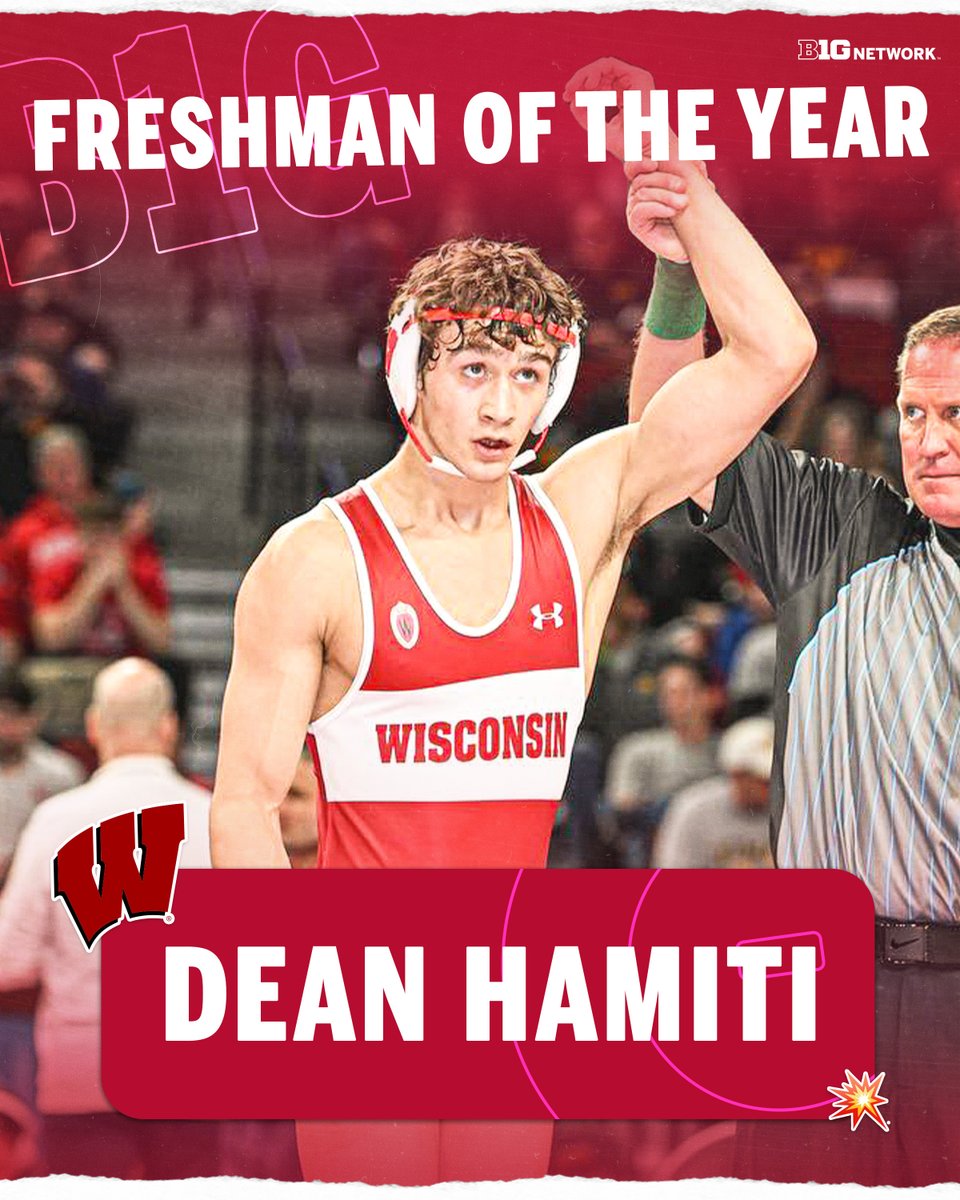 WisconsinOnBTN's tweet photo. The @BadgerWrestling freshman campaign from @HamitiDean was 💪

@B1GWrestling 𝗙𝗿𝗲𝘀𝗵𝗺𝗮𝗻 𝗼𝗳 𝘁𝗵𝗲 𝗬𝗲𝗮𝗿 https://t.co/4CoBSlbWLP