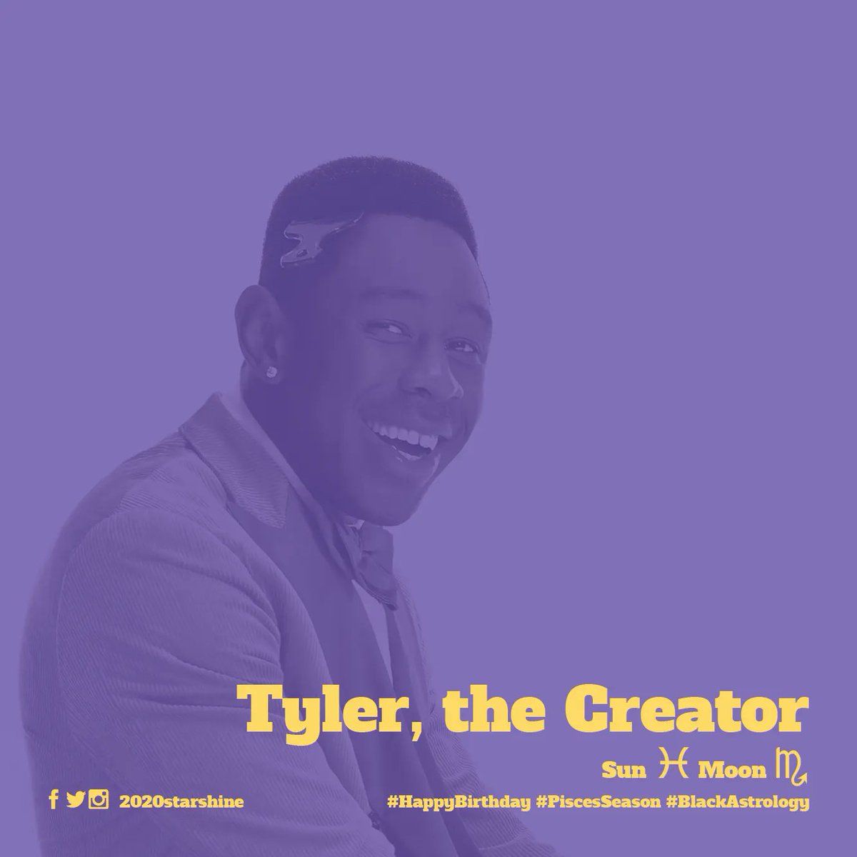 2020starshine's tweet photo. Please join us in wishing @tylerthecreator many happy returns! #happybirthday #PiscesSeason #astrology #BlackAstrology https://t.co/p4DttzNb0L