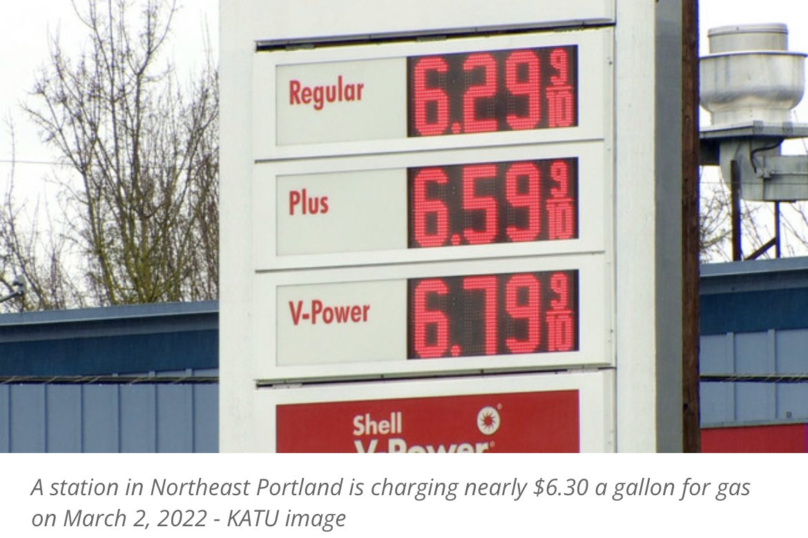 Gas prices in Portland OR, USA
March 2, 2022