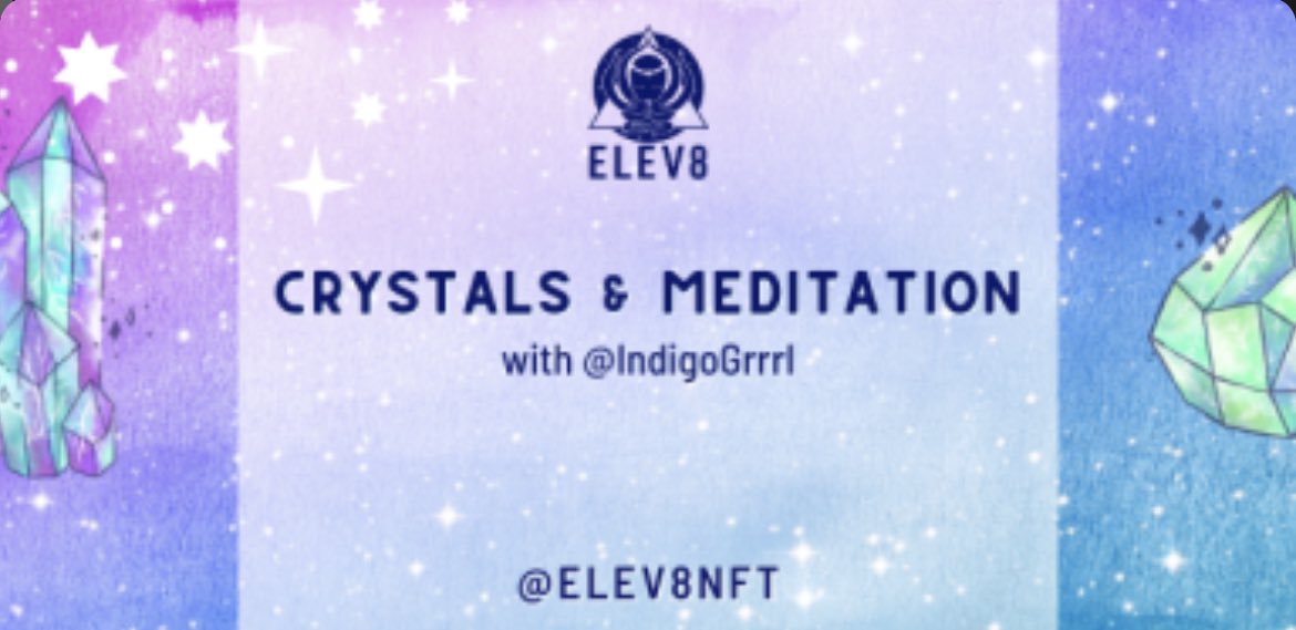 Elev8Nft's tweet photo. Crystal curious? Come vibe with our Founder @indigogrrrl &amp; frens!
MAR 7 | 8:30p CST

https://t.co/CZ7wWjwus7

#TwitterSpaces #MeditationMarch #crystal #Metaverse #NFTs https://t.co/7Fv7sKIkao