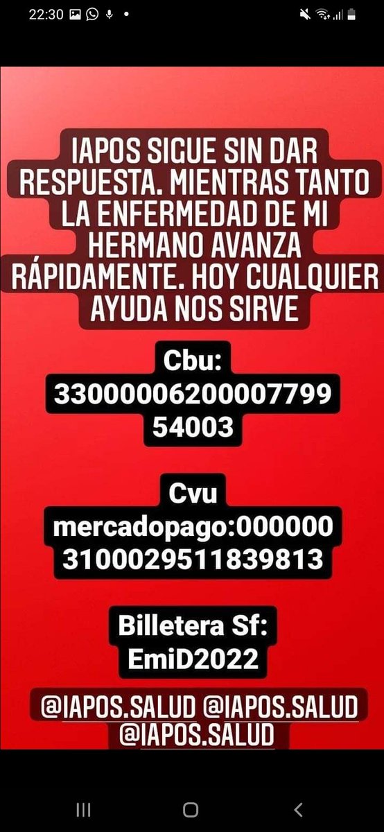 Me ayudan con la difusión? 🙏🙏🙏 
Es mi hermano Leonel y hoy necesitamos de todos.
Gracias ❤