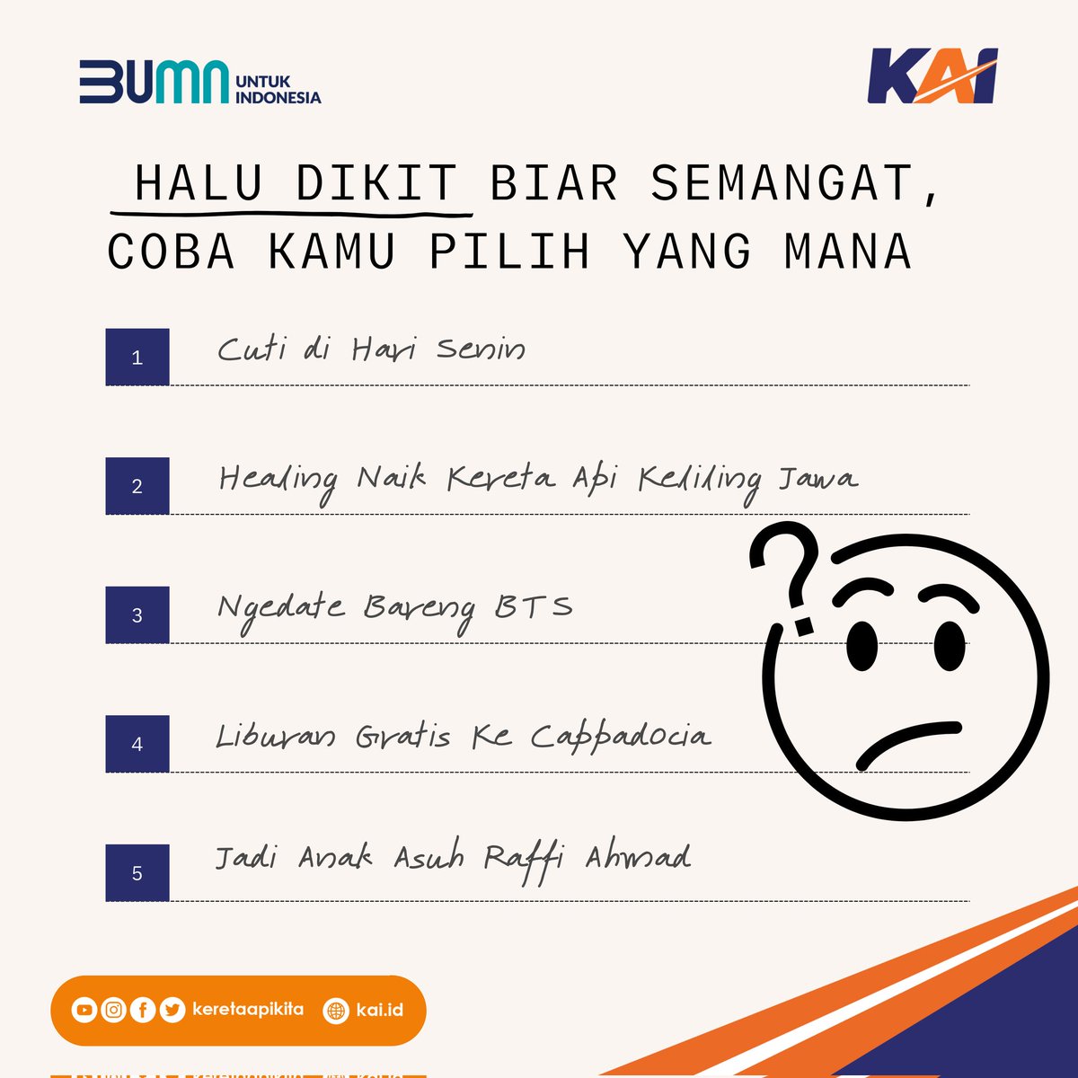 keretaapikita's tweet photo. #Railfriend gimana kalau Senin ini kita ngehalu dikit, kira-kira bakal pilih yang mana?
#keretaapikita https://t.co/wVBjPb6bCK