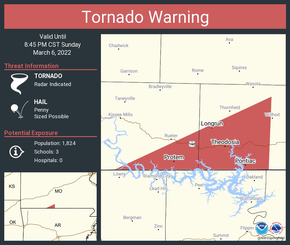 NWS Springfield on Twitter "Tornado Warning including Theodosia MO