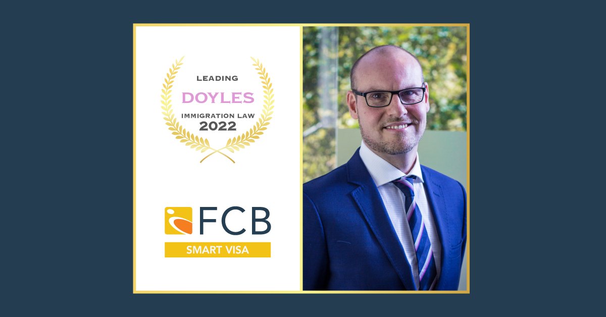 FCBGroupIntl's tweet photo. Please join us in congratulating Alex Kaufman for being recognised as a Leading Immigration Lawyer in the 2022 #DoylesGuide. Alex is the Head of Migration at FCB Smart Visa & this is the second year running that he's been listed in this category. #Immigrationlaw #Migration https://t.co/3VEmvZD2kd