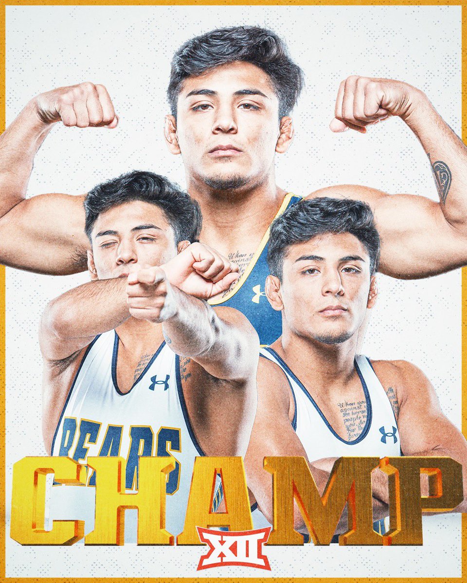 UNCBearsWrestle's tweet photo. HISTORY!!! Our first Big 12 Champion @andrewalirez970!!! #GetUpGreeley🐻🤼‍♂️ #HibernationIsOver https://t.co/zhcOuyRwQn