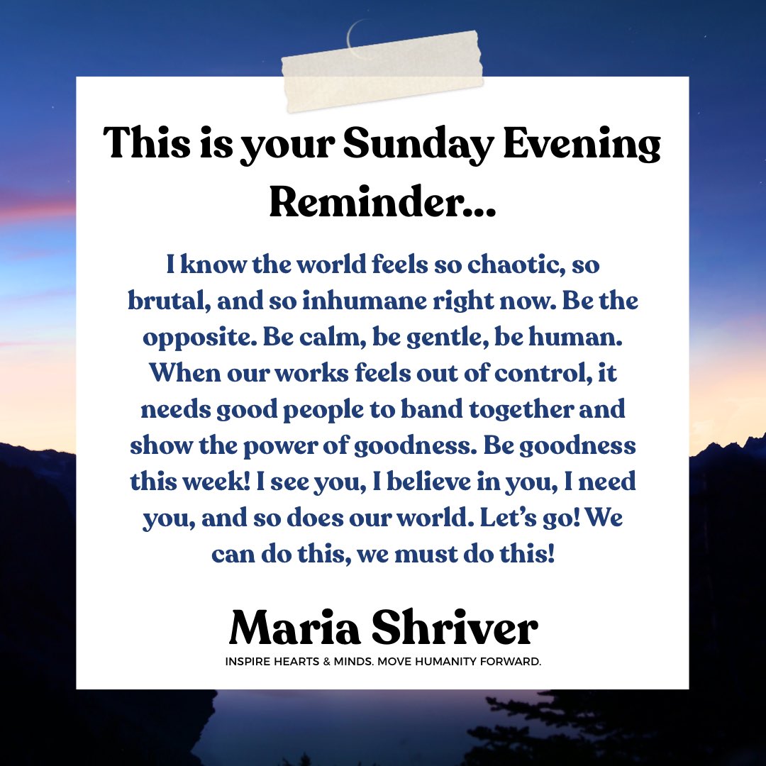 The world feels especially heavy right now, but rather than sit &amp; focus on our despair &amp; inability to change that, let’s focus on our goodness. Let’s focus on the amazing acts of kindness we are seeing from the best of humanity. #sundayeveningreminder