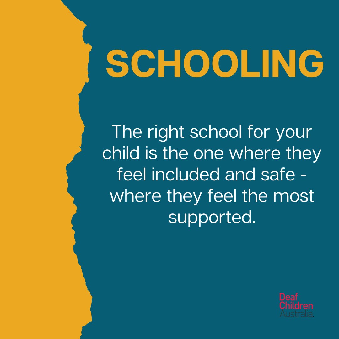 As a parent, it’s important to find the right school for your child’s needs. The right school for your child is the one where they feel included and safe - where they feel the most supported.

Click here to learn more: deafchildrenaustralia.org.au/finding-right-…