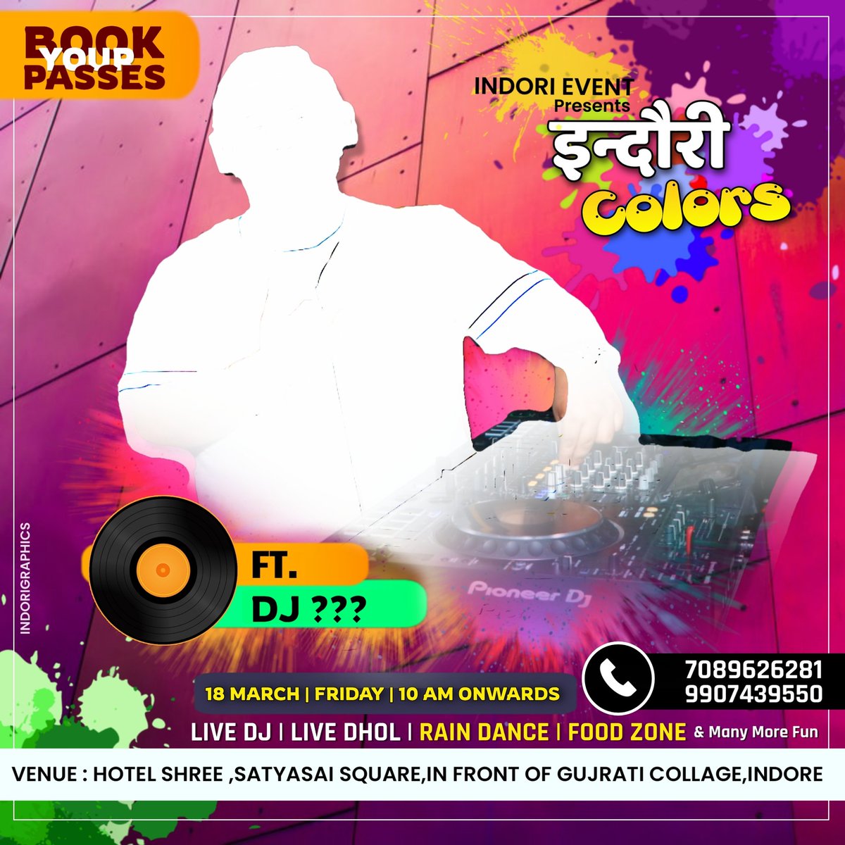 indorigraphics's tweet photo. हाँ भियाओ , हो जाओ तैयार...
आ गया है अपने इंदौर का चकपक होली फेस्ट ..
@indori_event  presents 
"इन्दौरीColors"
On 18 March 2022
Venue - Hotel Shree,Satya Sai Square,in front of shree RGP Gujrati Collage,Indore.
For passes Contact :
7089626281
9907439550
#indoricolors #holievent https://t.co/92EmOGAzje