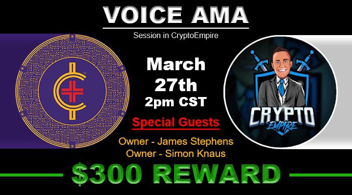 🎙️We're Excited to announce our next #VOICE_AMA with Carecoin on 27th March at 2:00 PM CST 💰Rewards Pool: 300$ 🏠Venue : t.me/cryptoEmpire_1 〽️Rules: 1⃣ Follow @Crypto_empire1 & @carecoinfamily 2⃣ Like & RT 3⃣ Comment Max 3Questions & Tag3 Friends #Airdrop #BSC #giveaway