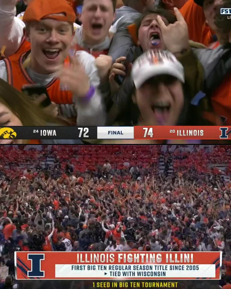 ESPN (@espn) on Twitter photo CHAMPS‼️
<a href="/IlliniMBB/">Illinois Men's Basketball</a> wins a share of the Big Ten regular season title for the FIRST time in 17 years 😮 CHAMPS‼️
<a href="/IlliniMBB/">Illinois Men's Basketball</a> wins a share of the Big Ten regular season title for the FIRST time in 17 years 😮