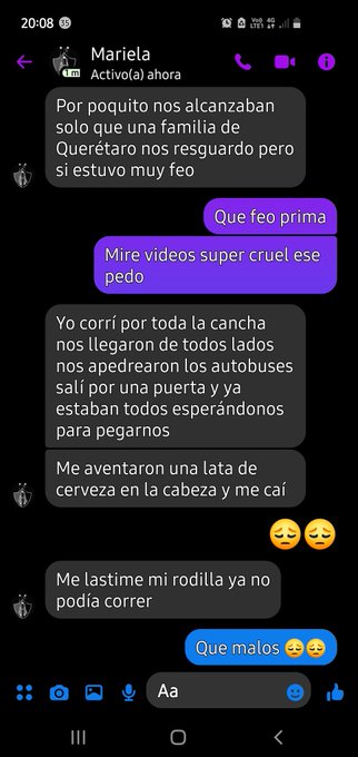 Solo quiero dar las gracias a la familia de queretaro que resguardo y salvo a mi prima en el estadio
