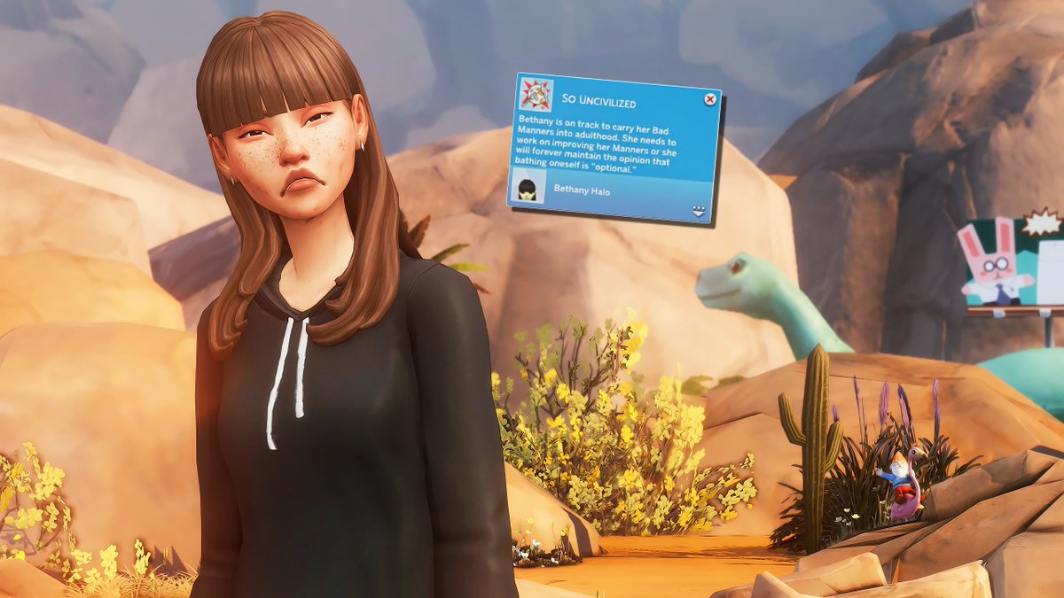 alluringsims's tweet photo. Starting off strong, Bethany has come to SimEarth with bad manners. (we'll work on that)
And she's already giving the watcher dirty looks for her choice of Oasis Springs and for setting her money to 0.
xD #HumanEnough https://t.co/1qFI2BT75o