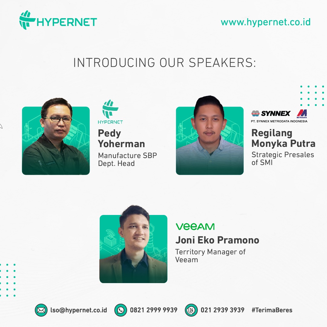 hypernet_tech's tweet image. Hyper Solution Goes Online Bersama Hypernet kembali lagi dengan tema "Data Protection Strategies and Initiatives with Veeam."
Saksikan Live Webinar kami pada: 
Kamis,  20 januari 2022 
10.00 – 12.00 WIB 
Pendaftaran : bit.ly/3swOG2I
#HyperSolution
#FreeWebinar
#Hypernet