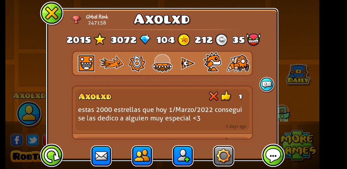 Axod18's tweet image. GG 2015 estrellas ⭐ #GeometryDash