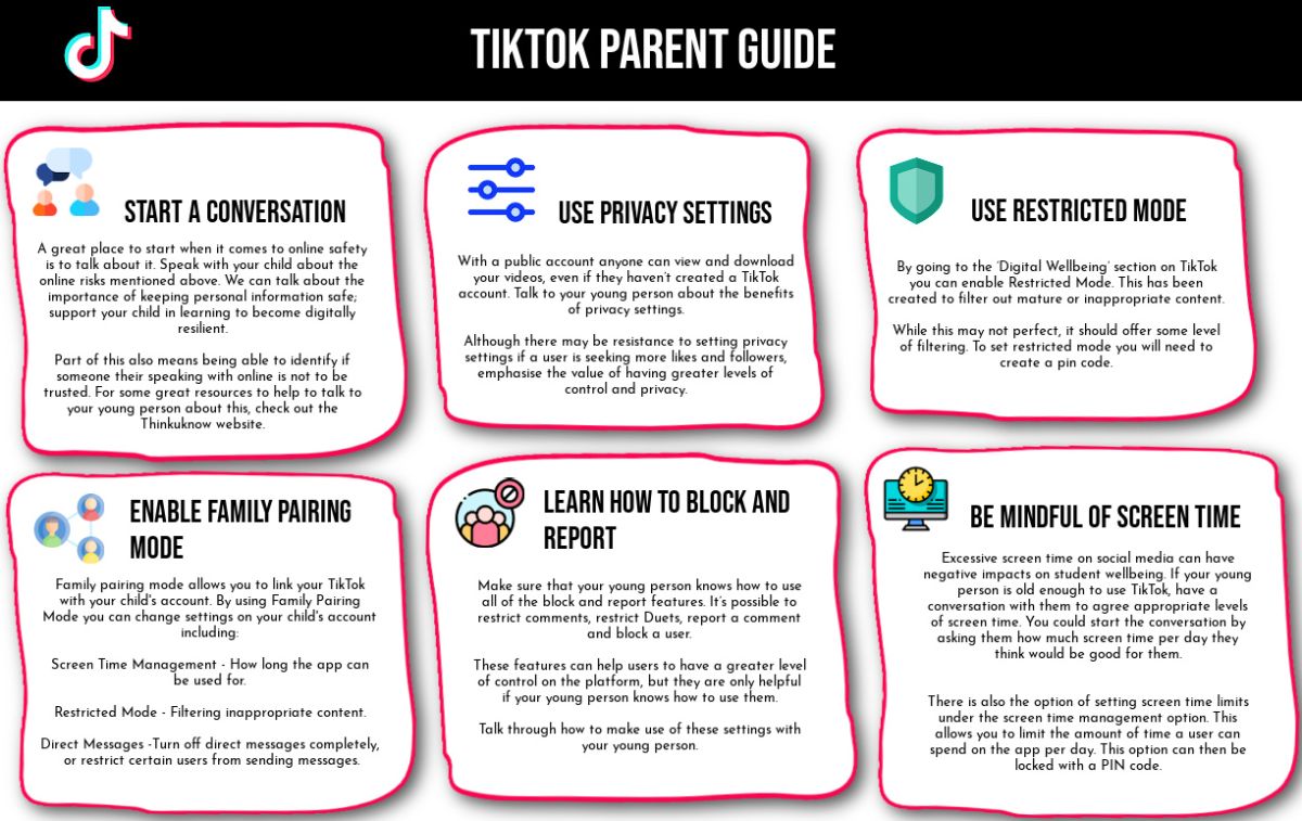 openviewed's tweet photo. TikTok is one of the most popular Social Media platforms with a younger audience.

That's why we have created this TikTok Parent Guide with steps that parents can use to help keep their young people safe on TikTok:
https://t.co/LUVc5cG6Aw
@ABAonline @YMCAEastSurrey #onlinesafety https://t.co/uc2vTtakmS