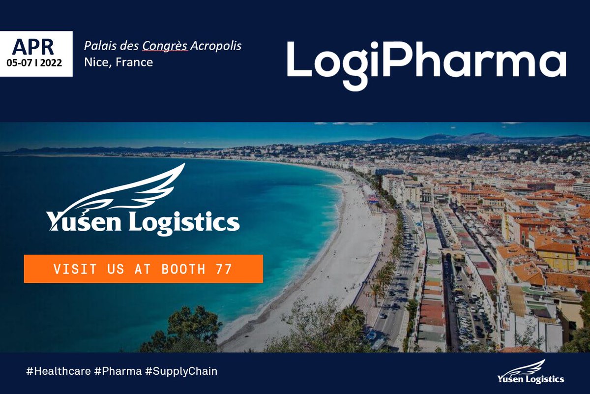 YusenLogisticsE's tweet photo. 📅Join @YusenlogisticsEurope at @Logipharma 2022! World’s leading #Pharma #Healthcare and #SupplyChain event, in Nice, France on April 5-7. Visit our experts at booth 77!
#Insightintoaction #YusenLogistics #YusenLogisticsEurope #Healthcare #coldchain #pharmalogistics https://t.co/r0LWpnWayt