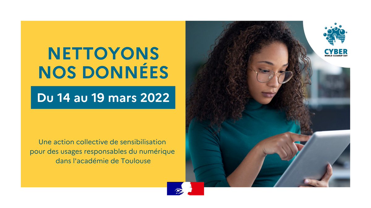 DaneTlse's tweet photo. Mettons collectivement en pratique quelques #écogestes numériques ! Organisée dans l'@actoulouse  par la cellule archive du rectorat, la DSI et la DRANE, cette action fédératrice s’intègre au #cyberworldcleanupday 
Lancement le 14/03 à 13h30 ℹ️https://t.co/CedMsTJXeF https://t.co/mCWMBg3dzP