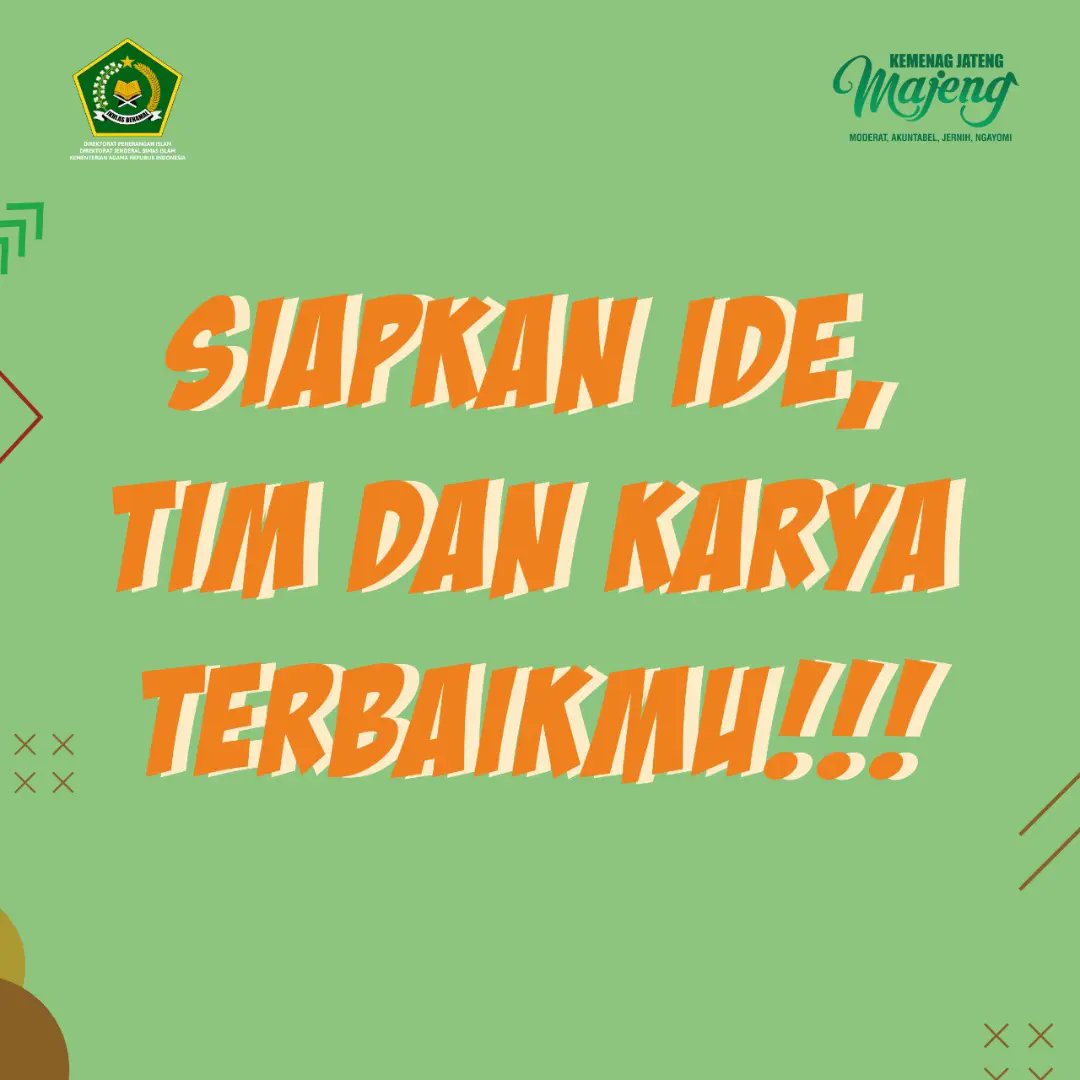 KemenagJateng's tweet photo. Halo sedulur Jawa Tengah..! Kabar yang ditunggu akhirnya datang juga nih !! Untuk kamu yang punya skill edit tapi gak tau buat apa, ikutan lomba yuk..
#KemenagJatengMajeng
#kusyiarislamdengancaraku
#KFPICompetition
@kfpi.kemenag
@ditpenaiskemenag
@bimasislam
@Kemenag_RI https://t.co/sUeug6bJlc
