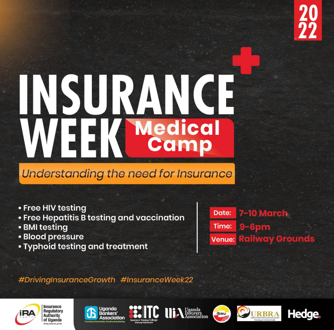 ugbankers's tweet image. As part of the #InsuranceWeek22, @IraUganda and partners are offering multiple health checks at the Medical Camp stationed at the Railway Grounds starting today until Thursday 10th March 2022, from 9AM-6PM. Go get tested!
