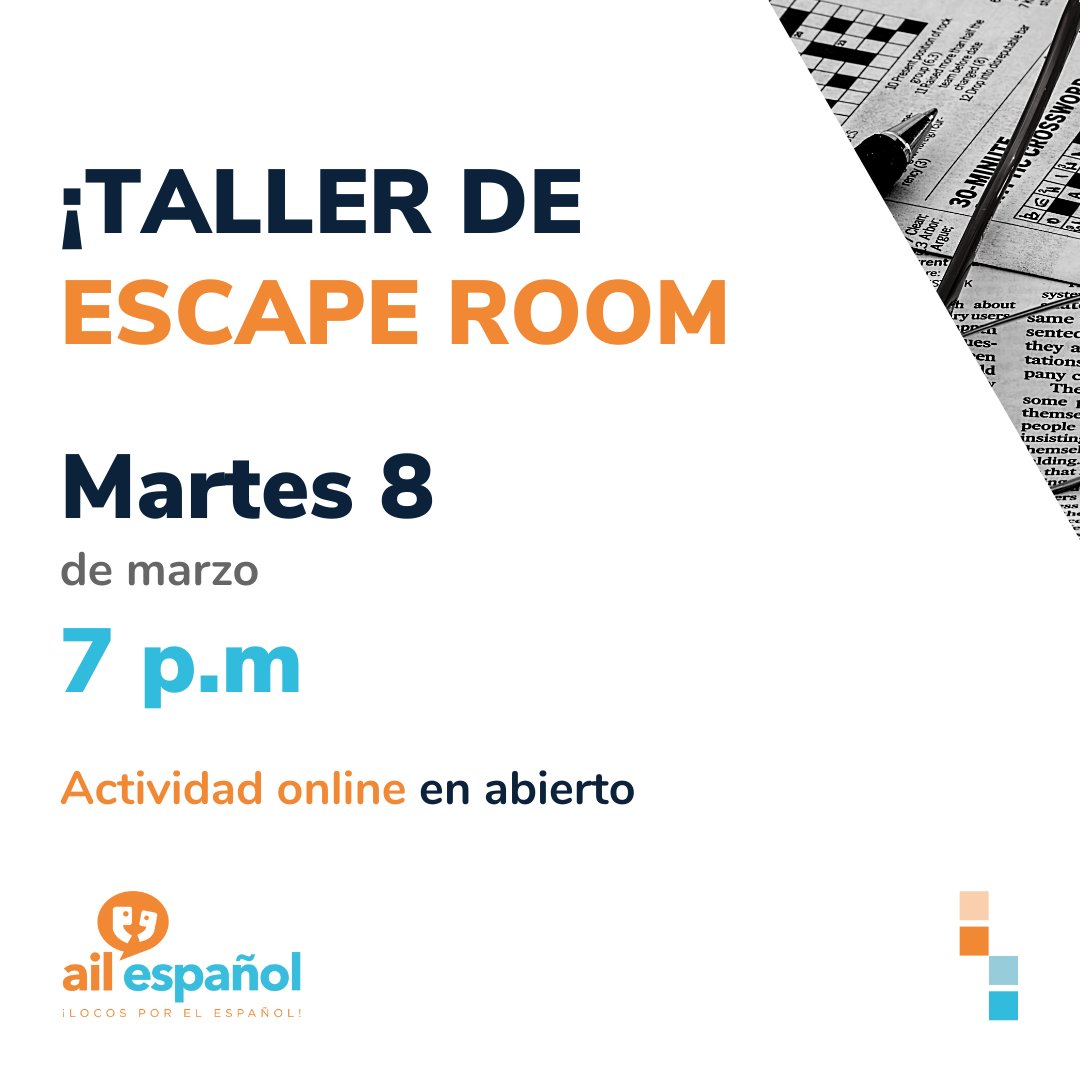 velazquezschool's tweet photo. Ya están disponibles las actividades online de @ailmadrid de esta semana:

- ESCAPE ROOM
- EL MUNDO DE FEDERICO GARCÍA LORCA:

Para apuntarte pincha aquí:

https://t.co/t5lTDCeUrw

#languageschool #learnspanish #aprenderespanol #cursodeespanol https://t.co/FQR2qv28SV
