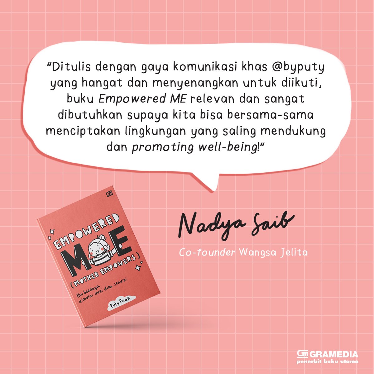 bukugpu's tweet photo. #EmpoweredME #bukuEME karya Puty Puar @puty di mata Mbak Nadya Saib. Terima kasih Mbak Nadya atas testimoninya. ๐
Buku Empowered ME #MotherEmpowers sudah bisa didapatkan di seluruh Indonesia. Segera jemput milikmu ๐๐ป #bukugpu https://t.co/araCV6W1pp