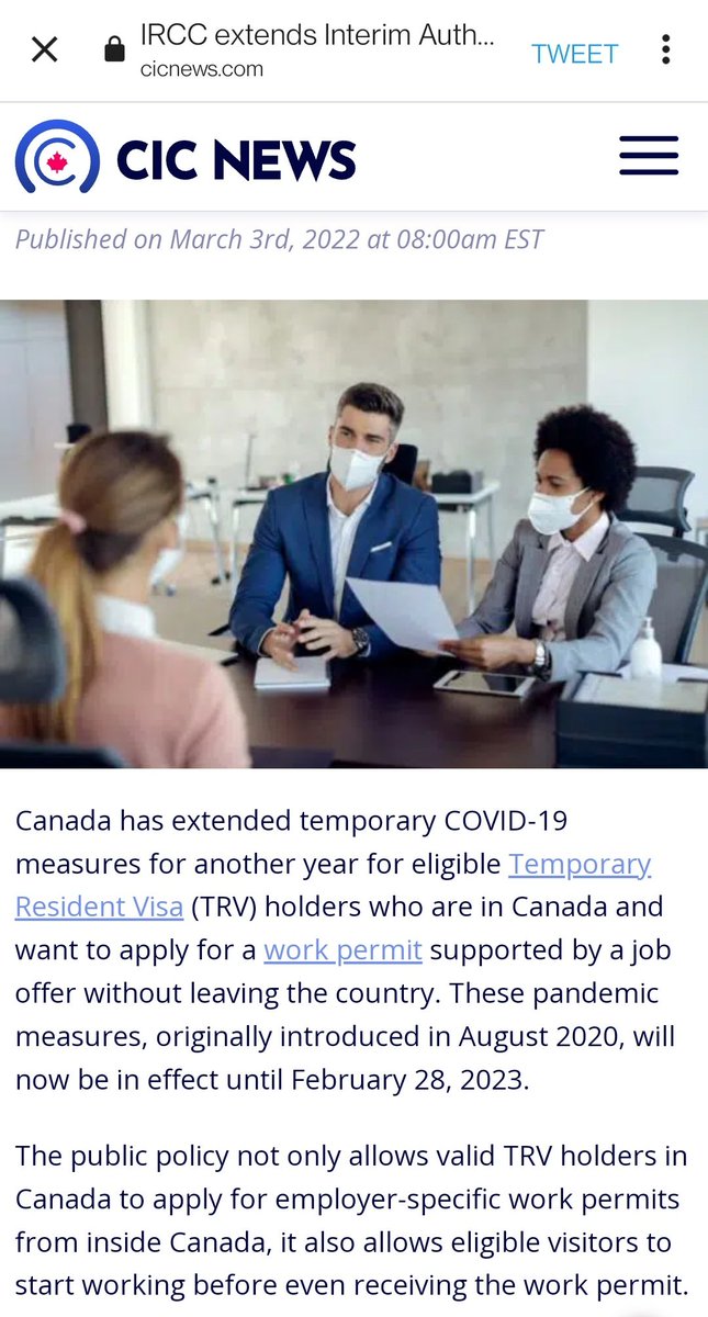 A_C_IP's tweet photo. Visitor Visa holders in Canada can now work before getting the work visa.. 
#Canada #visitorvisa #acip #update https://t.co/8R2tRC1K8t