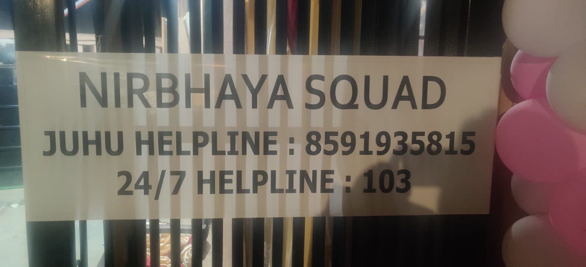 Aamir Dalvi (@aamirddalvi) on Twitter photo Hi,
This is for all the Ladies/Women/Girls in Mumbai,
a helpline no for the #nirbhayasquad
wish tht none of u’all eva need it.
A dedicated Nirbhaya Squad assigned at every local <a href="/MumbaiPolice/">मुंबई पोलीस - Mumbai Police</a> station.
Pls do Share&Save.
24/7:103
Juhu:8591935815.
<a href="/nidhic74/">Nidhi Chaturvedi</a> #mumbai #MumbaiPolice Hi,
This is for all the Ladies/Women/Girls in Mumbai,
a helpline no for the #nirbhayasquad
wish tht none of u’all eva need it.
A dedicated Nirbhaya Squad assigned at every local <a href="/MumbaiPolice/">मुंबई पोलीस - Mumbai Police</a> station.
Pls do Share&Save.
24/7:103
Juhu:8591935815.
<a href="/nidhic74/">Nidhi Chaturvedi</a> #mumbai #MumbaiPolice