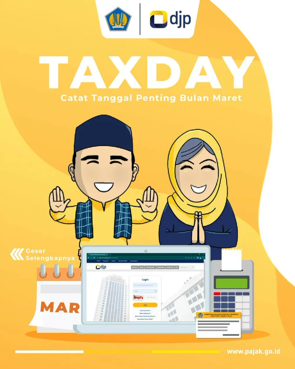 pajakjaksel1's tweet photo. Hai #KawanPajak
Taxday is coming, yuk catat tanggal penting Maret 2022 dan segera tunaikan kewajiban perpajakan di bulan ini.

Geser untuk selengkapnya

#LebihAwalLebihNyaman 
#sptmasa https://t.co/GEBENsfchg