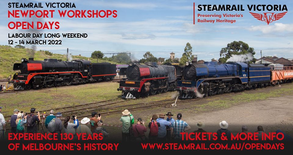 VLine's tweet photo. 5 days to go until the 2022 Newport Workshops Open Days! 

We enjoy working closely with @SteamrailVic as they operate heritage trains on the mainline and we are very excited to again be a special guest at their Open Day event.

https://t.co/SrdxEps7P3 https://t.co/zE7znL9nq6