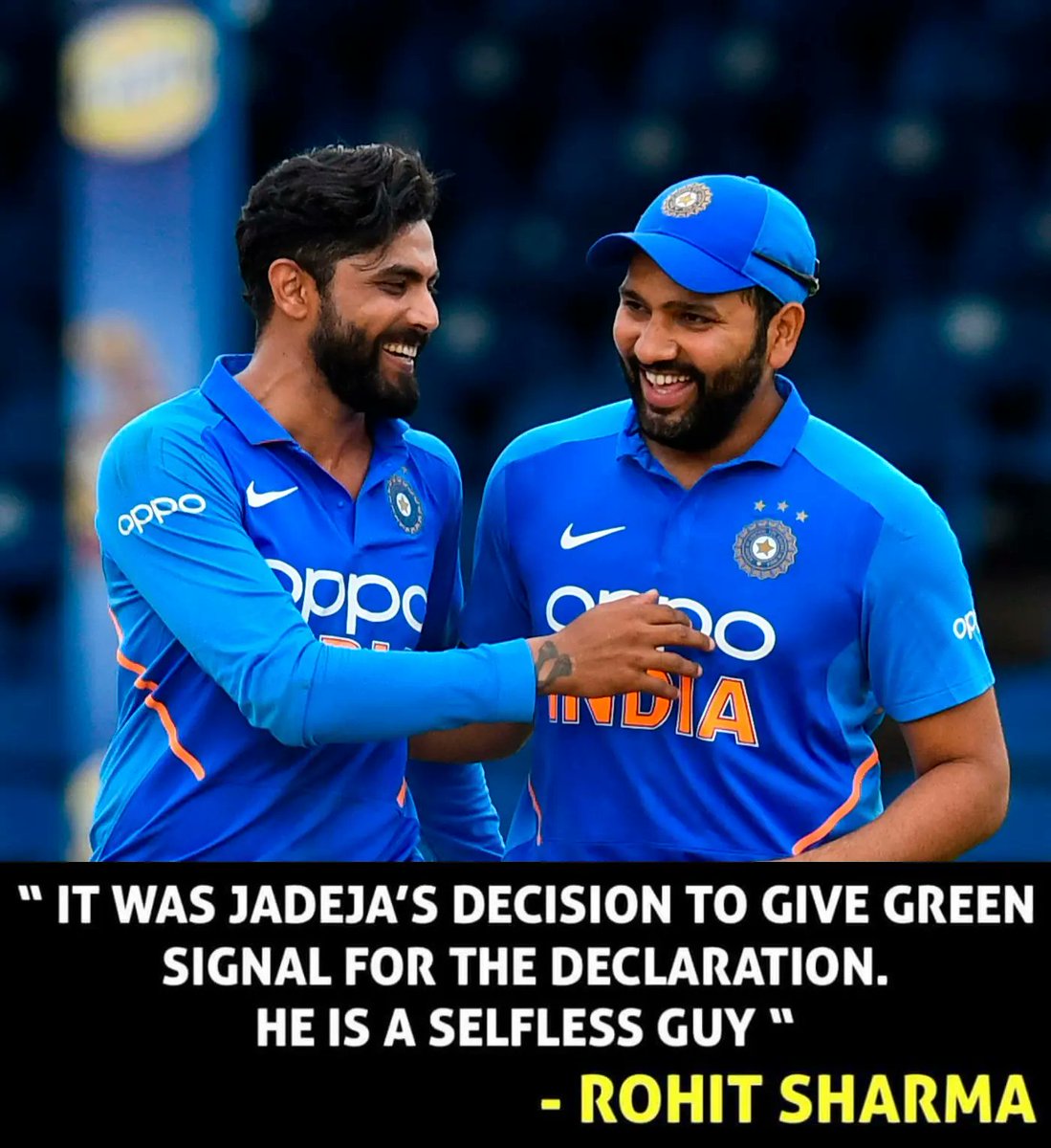 Sharmaji_fan's tweet photo. Rohit Sharma 🤭❤️ on jadeja
As test  captain first win❤️ 
@ImRo45 @imjadeja
#RavindraJadeja #RohitSharma https://t.co/A1ttMOCnGq