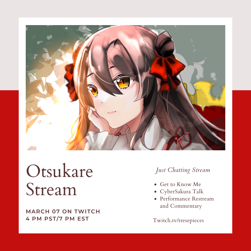 TReseOfficial's tweet photo. Oats and Curry to everyone this weekend at #CyberSakura Feel free to join me in a chill talking session tomorrow all about the event and for new followers, you can get to know me as well :3 Hope to see you there

Twitch: https://t.co/GEWPrQZ3f9 https://t.co/vTRmm838Kh